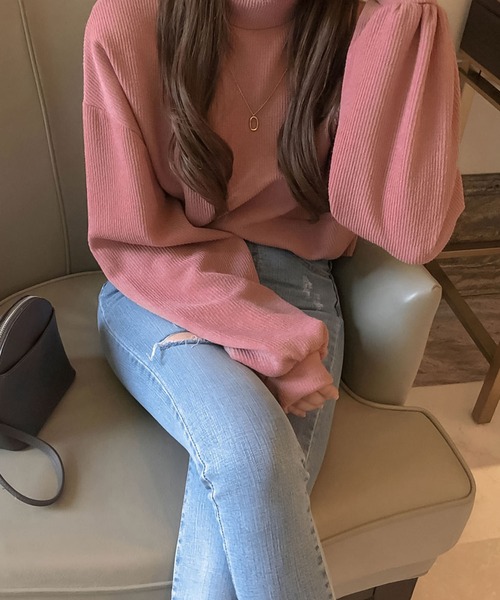 Girly Doll（ガーリードール）の「プチハイネックプルオーバー（Tシャツ/カットソー・レディース・ピンク/ライトカーキ/ピンクベージュ/グレー/オフホワイト・FREE）」の16枚目の写真