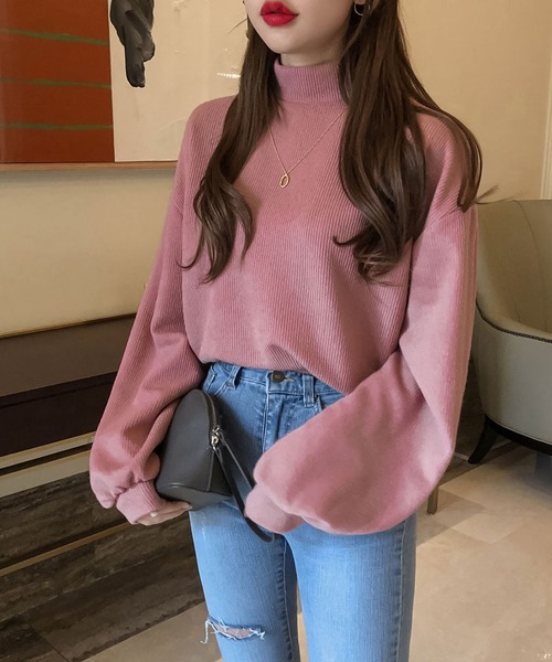 Girly Doll（ガーリードール）の「プチハイネックプルオーバー（Tシャツ/カットソー・レディース・ピンク/ライトカーキ/ピンクベージュ/グレー/オフホワイト・FREE）」の11枚目の写真