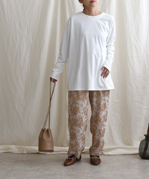 LHELBIE(レルビエ)の「【Made in Japan】【吸水速乾・UVカット・抗ピリング】 レイヤードデザインプルオーバー(Tシャツ/カットソー・レディース・ライトブルー/オフホワイト/ダークグレー・M)」の8枚目の写真