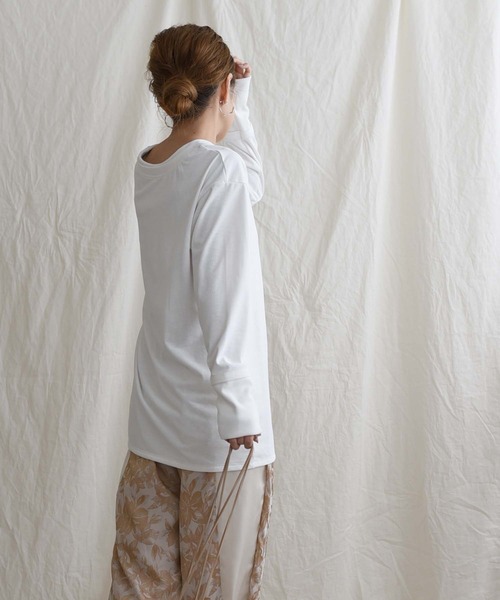 LHELBIE(レルビエ)の「【Made in Japan】【吸水速乾・UVカット・抗ピリング】 レイヤードデザインプルオーバー(Tシャツ/カットソー・レディース・ライトブルー/オフホワイト/ダークグレー・M)」の7枚目の写真