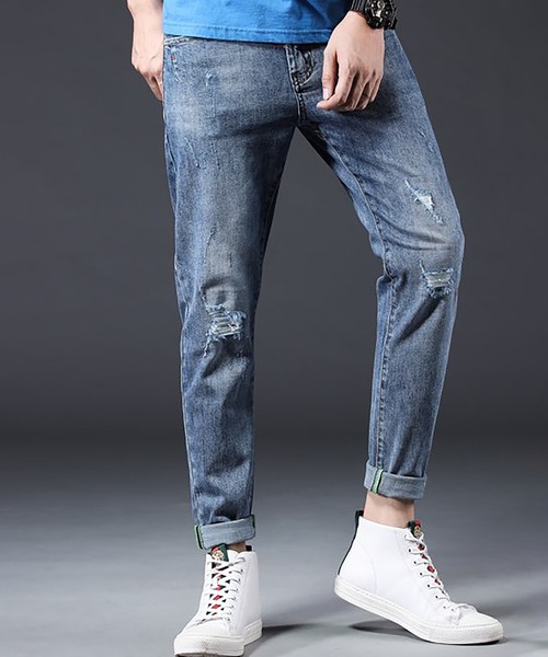 銀座正規取扱店 セール ベルト付グリーンステッチダメージデニム メンズ デニムパンツ Me Em Select ミームセレクト のファッション アウトレット 店舗 日本 Vokkvd Vlg Ru