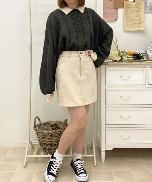 apres jour(アプレジュール)の「細ケーブルポロニット【ZOZOTOWN限定アイテム】(ニット/セーター・レディース・ブラック/アイボリー/その他/モスグリーン/ダークブルー・X-LARGE/フリー)」の17枚目の写真