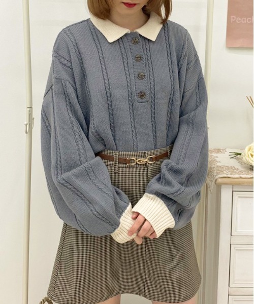 apres jour(アプレジュール)の「細ケーブルポロニット【ZOZOTOWN限定アイテム】(ニット/セーター・レディース・ブラック/アイボリー/その他/モスグリーン/ダークブルー・X-LARGE/フリー)」の22枚目の写真