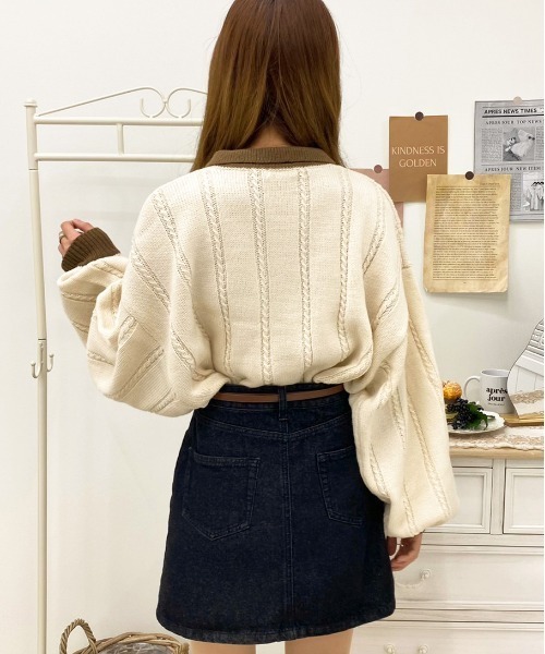 apres jour(アプレジュール)の「細ケーブルポロニット【ZOZOTOWN限定アイテム】(ニット/セーター・レディース・ブラック/アイボリー/その他/モスグリーン/ダークブルー・X-LARGE/フリー)」の12枚目の写真