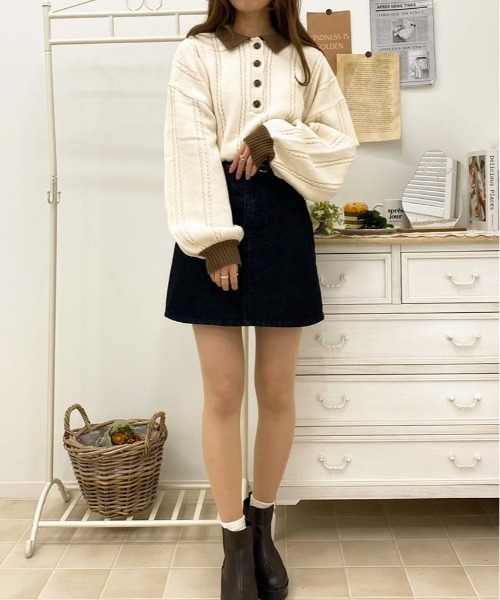 apres jour(アプレジュール)の「細ケーブルポロニット【ZOZOTOWN限定アイテム】(ニット/セーター・レディース・ブラック/アイボリー/その他/モスグリーン/ダークブルー・X-LARGE/フリー)」の13枚目の写真