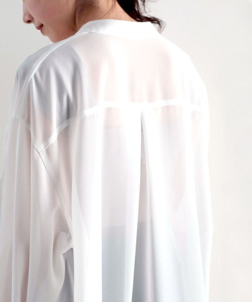 classicalelf(クラシカルエルフ)の「無地ロング丈 バンドカラー シフォンシアーシャツ(長袖)(シャツ/ブラウス・レディース・ホワイト/ライトグレー/モカ・MEDIUM/LARGE/X-LARGE)」の14枚目の写真