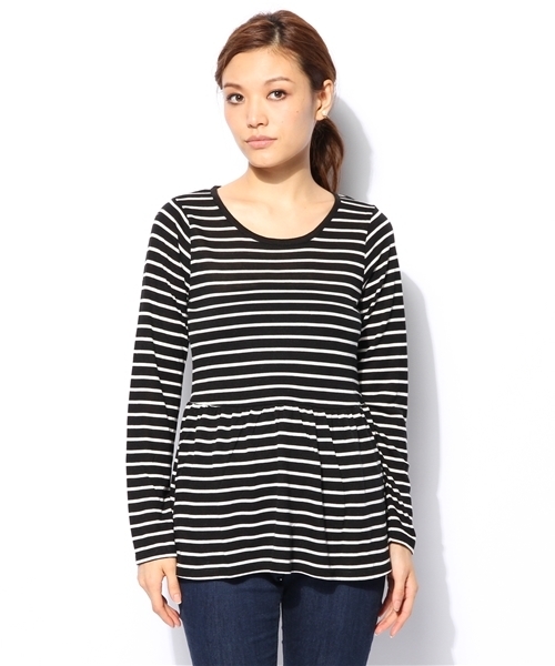 AZUL by moussy（アズールバイマウジー）の「AR天竺ペプラム長袖PO（Tシャツ/カットソー・レディース・ブラック/グレー/オフホワイト/ブラック系その他・SMALL/MEDIUM）」の13枚目の写真