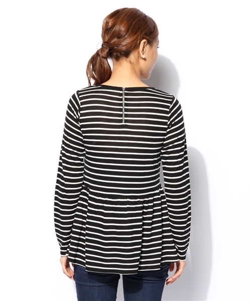 AZUL by moussy（アズールバイマウジー）の「AR天竺ペプラム長袖PO（Tシャツ/カットソー・レディース・ブラック/グレー/オフホワイト/ブラック系その他・SMALL/MEDIUM）」の8枚目の写真