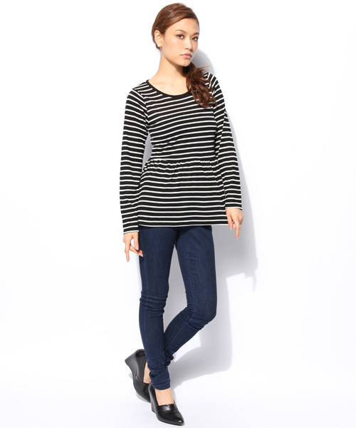 AZUL by moussy（アズールバイマウジー）の「AR天竺ペプラム長袖PO（Tシャツ/カットソー・レディース・ブラック/グレー/オフホワイト/ブラック系その他・SMALL/MEDIUM）」の9枚目の写真