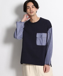 niko and... | ストライプスリーブポケットＴシャツ(Tシャツ/カットソー)
