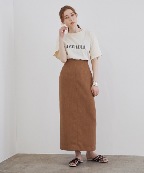 MADEMOISELLE ROPE'（マドモアゼル ロペ）の「リネンライクストレートスカート（スカート・レディース・キャメル/ラベンダー/イエロー・36/38）」の14枚目の写真