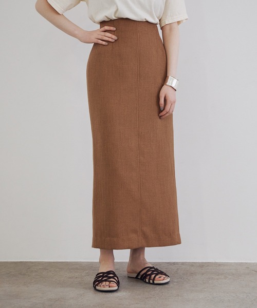 MADEMOISELLE ROPE'（マドモアゼル ロペ）の「リネンライクストレートスカート（スカート・レディース・キャメル/ラベンダー/イエロー・36/38）」の6枚目の写真