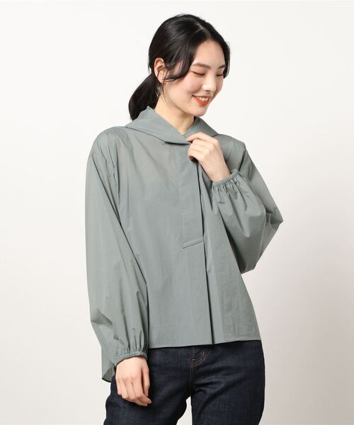 Q（キュー）の「ワッシャーシャツパーカー（シャツ/ブラウス・レディース・ホワイト/ライトグレー・ONE SIZE）」の7枚目の写真