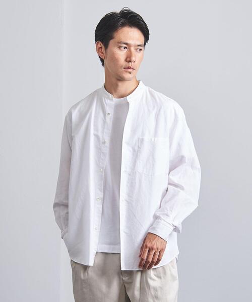 UNITED ARROWS（ユナイテッドアローズ）の「＜UNITED ARROWS＞ コットン/リネン スラブ ポプリン バンドカラー（シャツ/ブラウス・メンズ・ホワイト/ネイビー・X-LARGE/MEDIUM/SMALL/LARGE）」の15枚目の写真