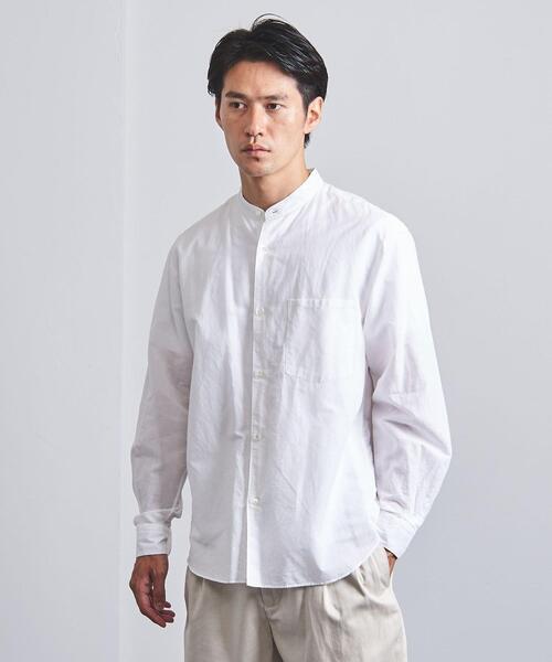 UNITED ARROWS（ユナイテッドアローズ）の「＜UNITED ARROWS＞ コットン/リネン スラブ ポプリン バンドカラー（シャツ/ブラウス・メンズ・ホワイト/ネイビー・X-LARGE/MEDIUM/SMALL/LARGE）」の13枚目の写真