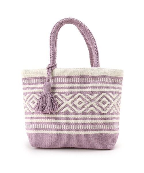 SHOO・LA・RUE（シューラルー）の「◆【インド綿】ミニランチトート（トートバッグ・レディース・ライトパープル/サンドベージュ/イエロー/ピンク系/ブルー/ブラック・00）」の4枚目の写真