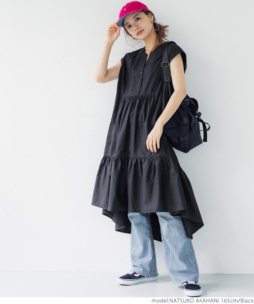 coca(coca)(コカ)の「ビンテージコットン・ティアードノースリーブワンピース(ワンピース・レディース・ホワイト/ブラック・ONE SIZE)」の18枚目の写真