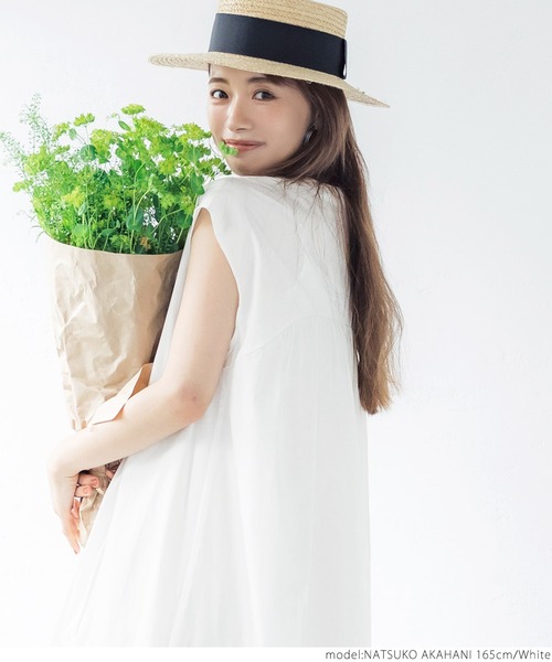 coca(coca)(コカ)の「ビンテージコットン・ティアードノースリーブワンピース(ワンピース・レディース・ホワイト/ブラック・ONE SIZE)」の5枚目の写真