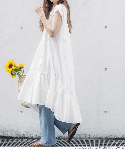 coca(coca)(コカ)の「ビンテージコットン・ティアードノースリーブワンピース(ワンピース・レディース・ホワイト/ブラック・ONE SIZE)」の9枚目の写真