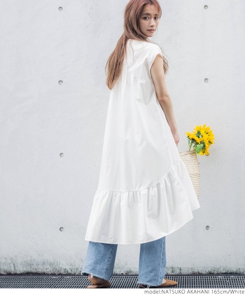 coca(coca)(コカ)の「ビンテージコットン・ティアードノースリーブワンピース(ワンピース・レディース・ホワイト/ブラック・ONE SIZE)」の10枚目の写真