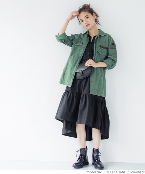 coca(coca)(コカ)の「ビンテージコットン・ティアードノースリーブワンピース(ワンピース・レディース・ホワイト/ブラック・ONE SIZE)」の12枚目の写真