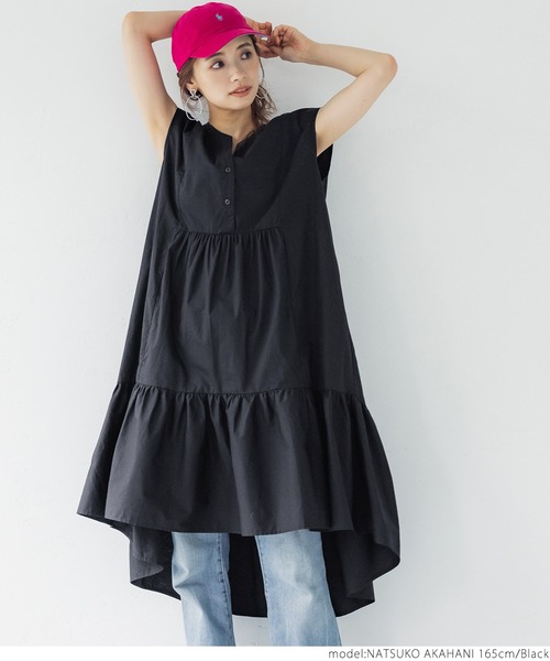 coca(coca)(コカ)の「ビンテージコットン・ティアードノースリーブワンピース(ワンピース・レディース・ホワイト/ブラック・ONE SIZE)」の15枚目の写真