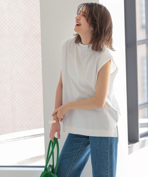 セール】肩パッド入りシルケットカットプルオーバー（Tシャツ