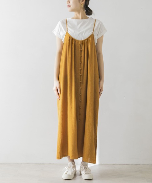 URBAN RESEARCH（アーバンリサーチ）の「楊柳釦デザインキャミソールワンピース（ワンピース・レディース・オレンジ/ブラック/アイボリー・FREE）」の18枚目の写真