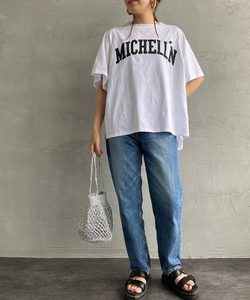 マイカアンドディール MICHELIN ロゴ フーディ グレージュ 裏