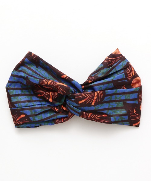 チャイハネ（チャイハネ）の「【チャイハネ】アフリカンファブリックヘアバンド（ヘアバンド・レディース・ネイビー/ブラウン/グリーン/イエロー・FREE）」の3枚目の写真