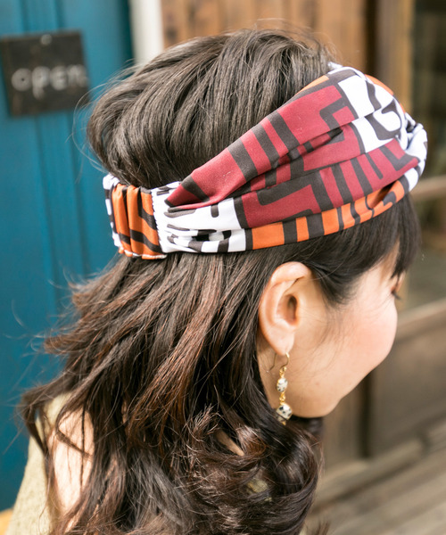 チャイハネ（チャイハネ）の「【チャイハネ】アフリカンファブリックヘアバンド（ヘアバンド・レディース・ネイビー/ブラウン/グリーン/イエロー・FREE）」の8枚目の写真