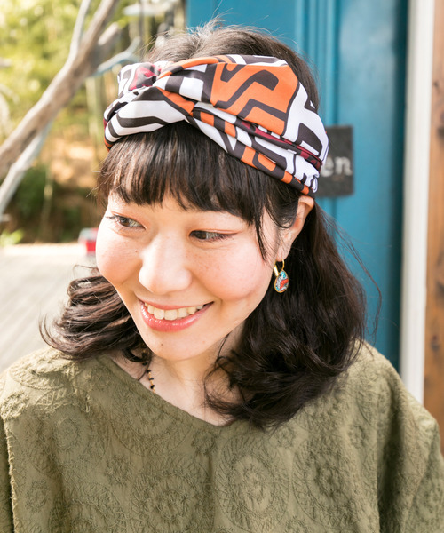チャイハネ（チャイハネ）の「【チャイハネ】アフリカンファブリックヘアバンド（ヘアバンド・レディース・ネイビー/ブラウン/グリーン/イエロー・FREE）」の9枚目の写真