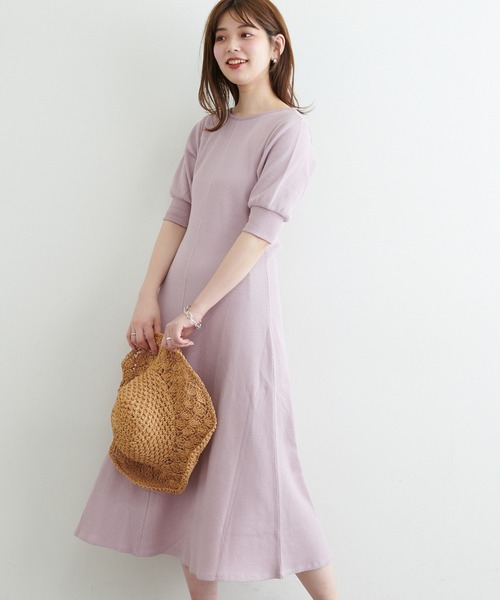 natural couture（ナチュラルクチュール）の「【WEB限定カラー有り】【おうちナチュ】美シルエットワッフルフレアワンピース（ルームワンピース・レディース・ミント/アイボリー/ブラック/モカ/ピンク・FREE）」の5枚目の写真