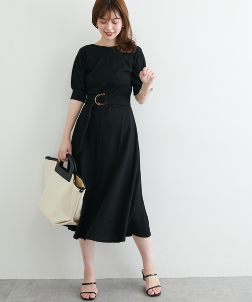 natural couture（ナチュラルクチュール）の「【WEB限定カラー有り】【おうちナチュ】美シルエットワッフルフレアワンピース（ルームワンピース・レディース・ミント/アイボリー/ブラック/モカ/ピンク・FREE）」の2枚目の写真