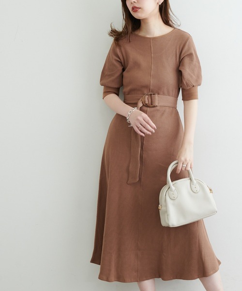 natural couture（ナチュラルクチュール）の「【WEB限定カラー有り】【おうちナチュ】美シルエットワッフルフレアワンピース（ルームワンピース・レディース・ミント/アイボリー/ブラック/モカ/ピンク・FREE）」の3枚目の写真