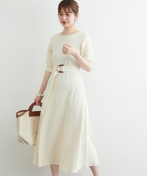 natural couture（ナチュラルクチュール）の「【WEB限定カラー有り】【おうちナチュ】美シルエットワッフルフレアワンピース（ルームワンピース・レディース・ミント/アイボリー/ブラック/モカ/ピンク・FREE）」の8枚目の写真