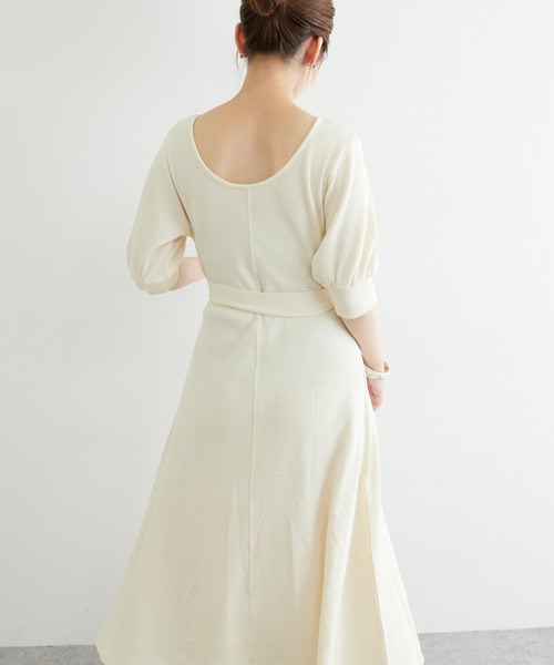 natural couture（ナチュラルクチュール）の「【WEB限定カラー有り】【おうちナチュ】美シルエットワッフルフレアワンピース（ルームワンピース・レディース・ミント/アイボリー/ブラック/モカ/ピンク・FREE）」の7枚目の写真