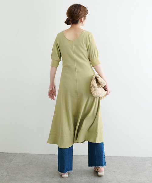 natural couture（ナチュラルクチュール）の「【WEB限定カラー有り】【おうちナチュ】美シルエットワッフルフレアワンピース（ルームワンピース・レディース・ミント/アイボリー/ブラック/モカ/ピンク・FREE）」の21枚目の写真