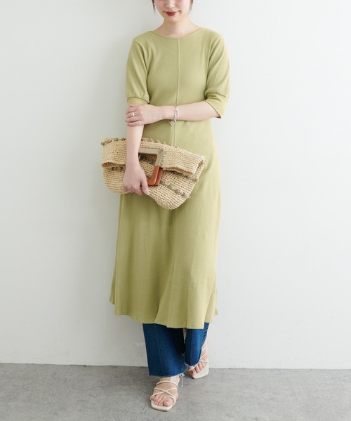 natural couture（ナチュラルクチュール）の「【WEB限定カラー有り】【おうちナチュ】美シルエットワッフルフレアワンピース（ルームワンピース・レディース・ミント/アイボリー/ブラック/モカ/ピンク・FREE）」の19枚目の写真