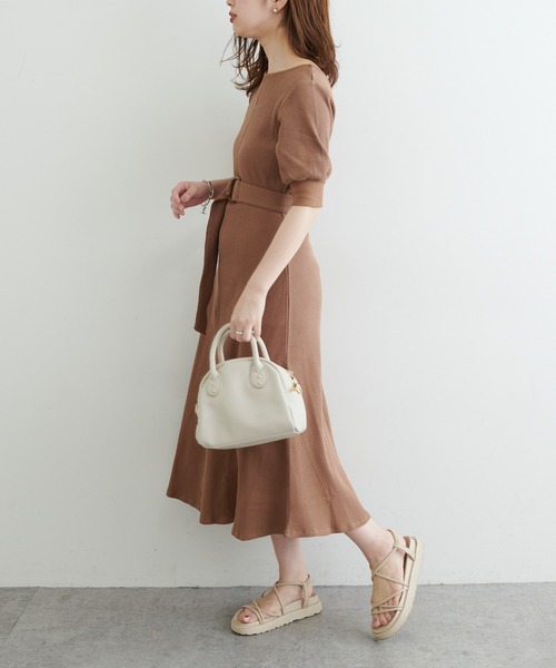 natural couture（ナチュラルクチュール）の「【WEB限定カラー有り】【おうちナチュ】美シルエットワッフルフレアワンピース（ルームワンピース・レディース・ミント/アイボリー/ブラック/モカ/ピンク・FREE）」の15枚目の写真