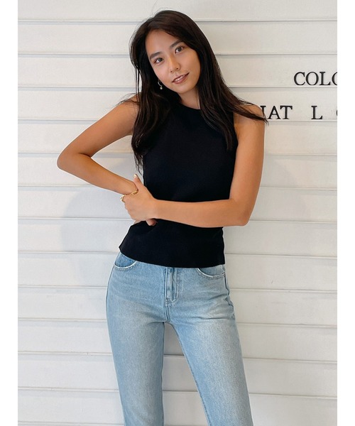 Vicente（ヴィセンテ）の「American sleeve tanktop（ニット/セーター・レディース・ブラック/ブラウン/オフホワイト・FREE）」の3枚目の写真