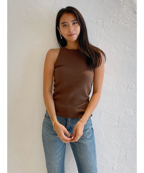 Vicente（ヴィセンテ）の「American sleeve tanktop（ニット/セーター・レディース・ブラック/ブラウン/オフホワイト・FREE）」の4枚目の写真