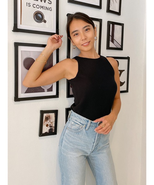 Vicente（ヴィセンテ）の「American sleeve tanktop（ニット/セーター・レディース・ブラック/ブラウン/オフホワイト・FREE）」の6枚目の写真