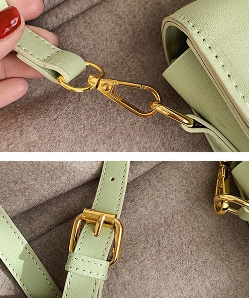 florist（フローリスト）の「【2WAY】バックル付きかまぼこ型ミニショルダーバッグ（ショルダーバッグ・レディース・ホワイト/ブラック/イエロー/グリーン・FREE）」の7枚目の写真