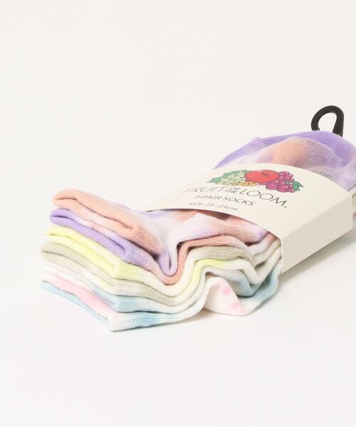 RiNc (リンク)の「【 FRUIT OF THE LOOM / フルーツ オブ ザ ルーム 】 カラー タイダイ ソックス 3点セット(ソックス/靴下・レディース・パープル・FREE)」の2枚目の写真