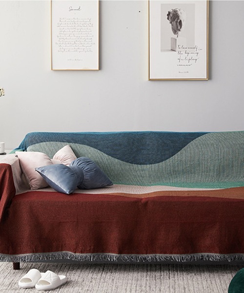 モダンラインソファーカバー/ブランケット