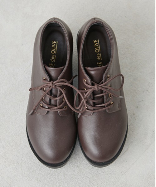 OLIVE des OLIVE（オリーブデオリーブ）の「タンク底レースアップシューズ（ブーツ・レディース・ブラック/ダークブラウン・SMALL/MEDIUM/LARGE）」の12枚目の写真