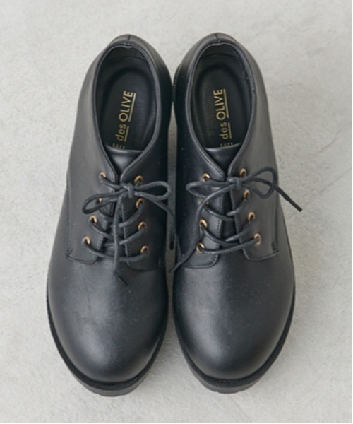 OLIVE des OLIVE（オリーブデオリーブ）の「タンク底レースアップシューズ（ブーツ・レディース・ブラック/ダークブラウン・SMALL/MEDIUM/LARGE）」の8枚目の写真