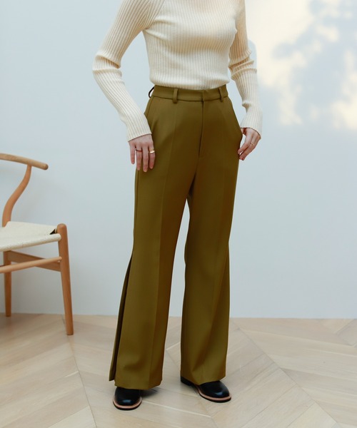 Birthday room（バースデイルーム）の「裾プリーツカラーフレアパンツ（その他パンツ・レディース・グリーン/ブラック/ブラウン/オリーブ・FREE）」の3枚目の写真