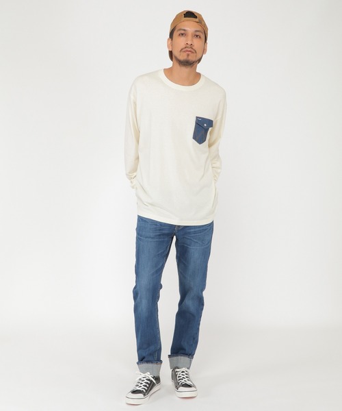 Wrangler(ラングラー)の「Wrangler ラングラー デニムポケットT(Tシャツ/カットソー・メンズ・ホワイト/ベージュ・M/L/XL)」の15枚目の写真